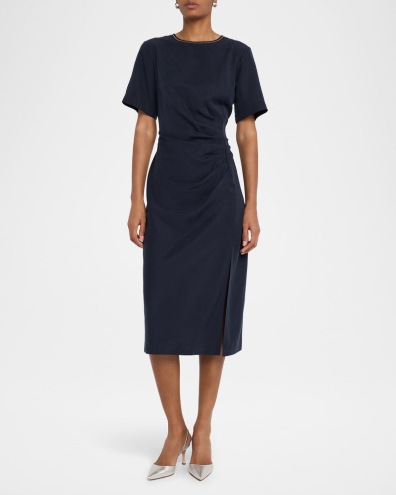 Ruched Punto Luce Viscose Midi Dress 4