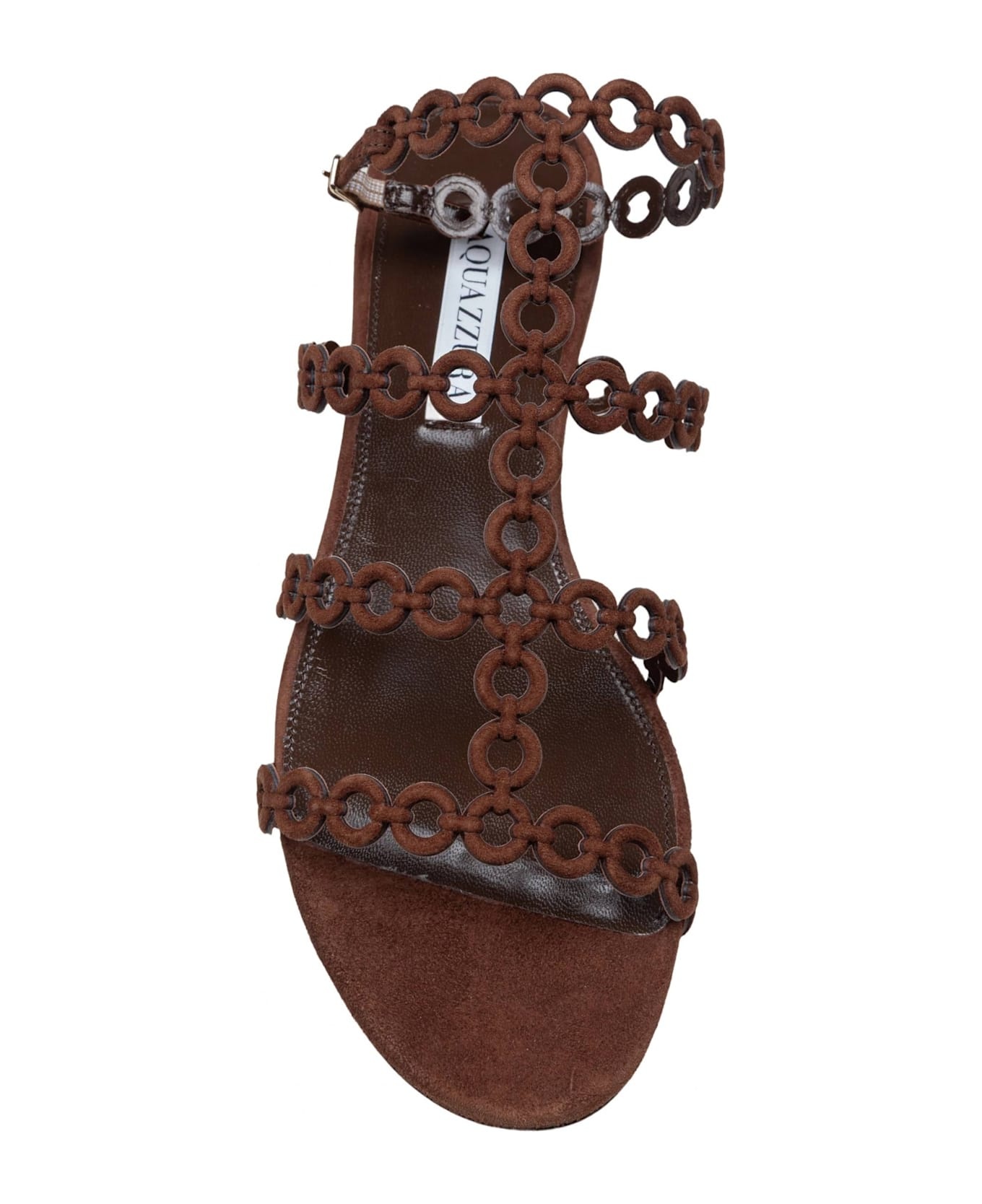 'infinity Chain' Brown Sandals With Adjustable Strap And Buckle In Suede Woman - 3