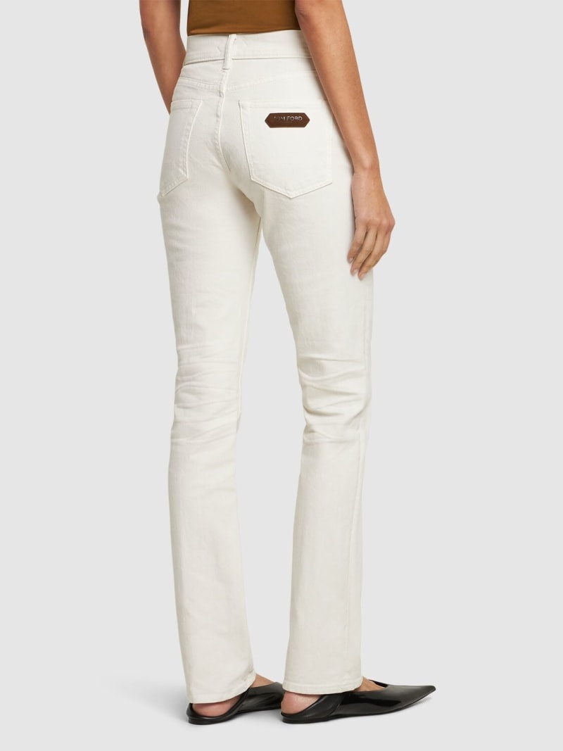 Denim & twill midrise straight jeans - 3