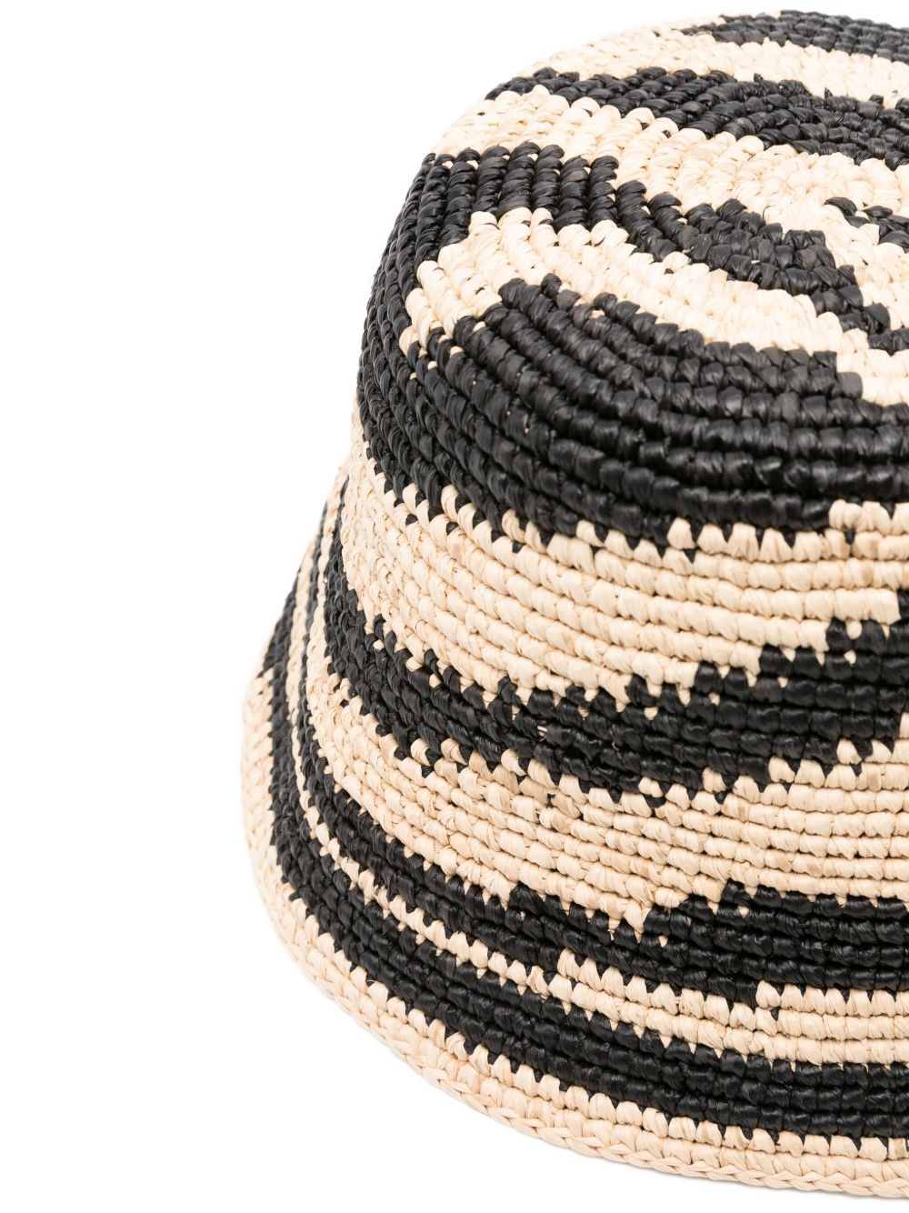 zebra-pattern raffia hat - 2