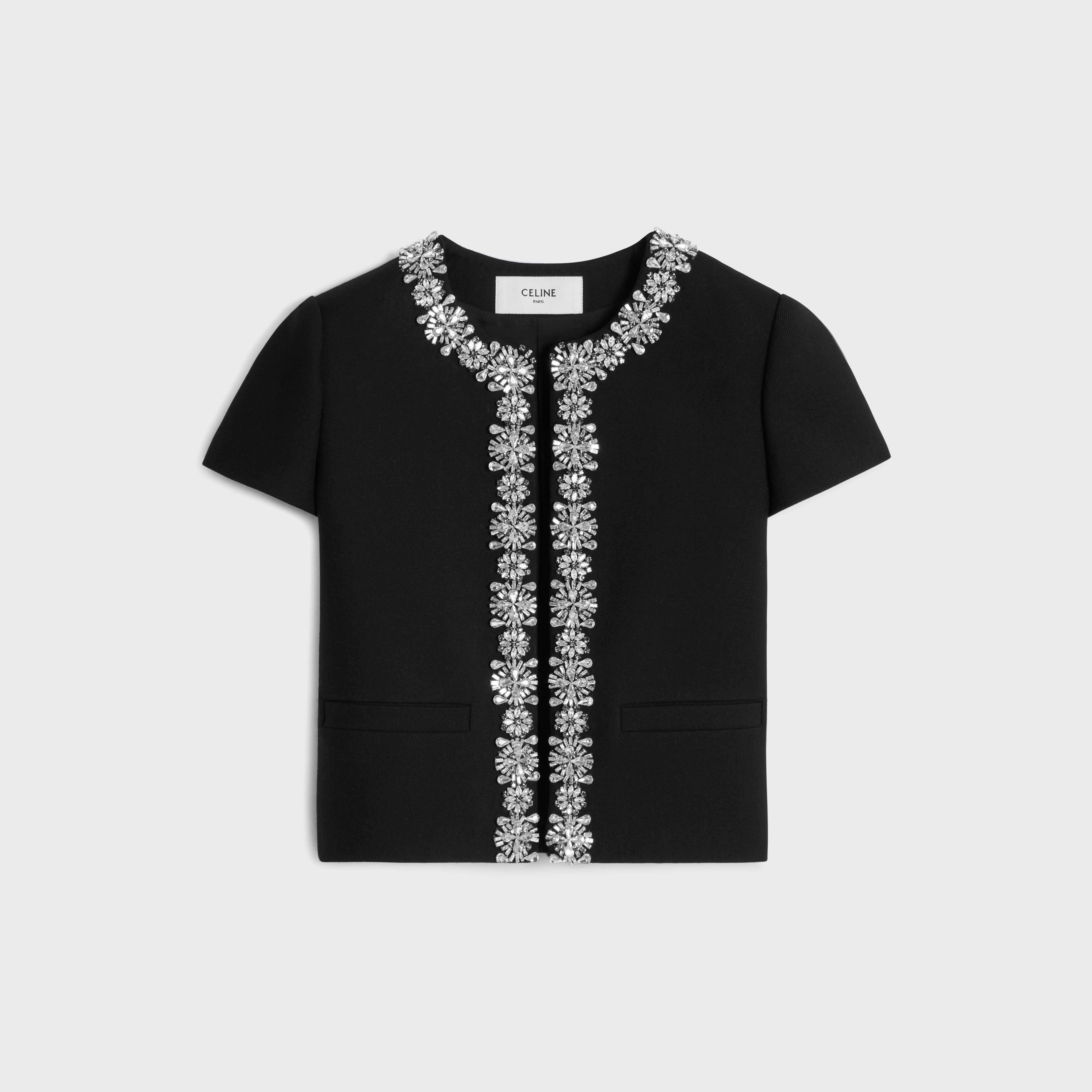 embroidered chelsea jacket in diagonal wool - 1