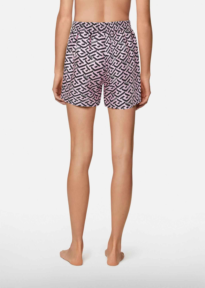 La Greca Print Silk Pyjama Shorts 3