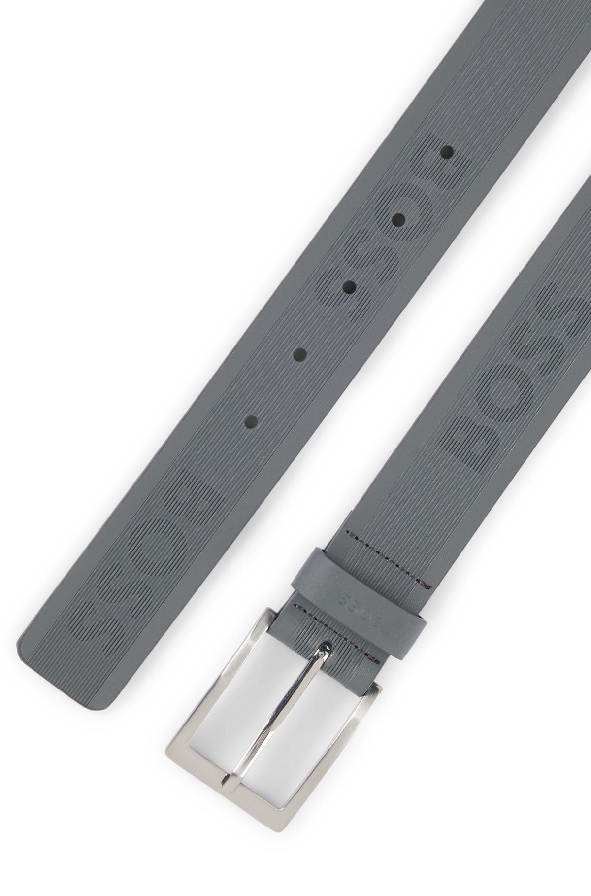 ITALIAN-LEATHER BELT WITH BRUSHED SILVER HARDWARE - 4