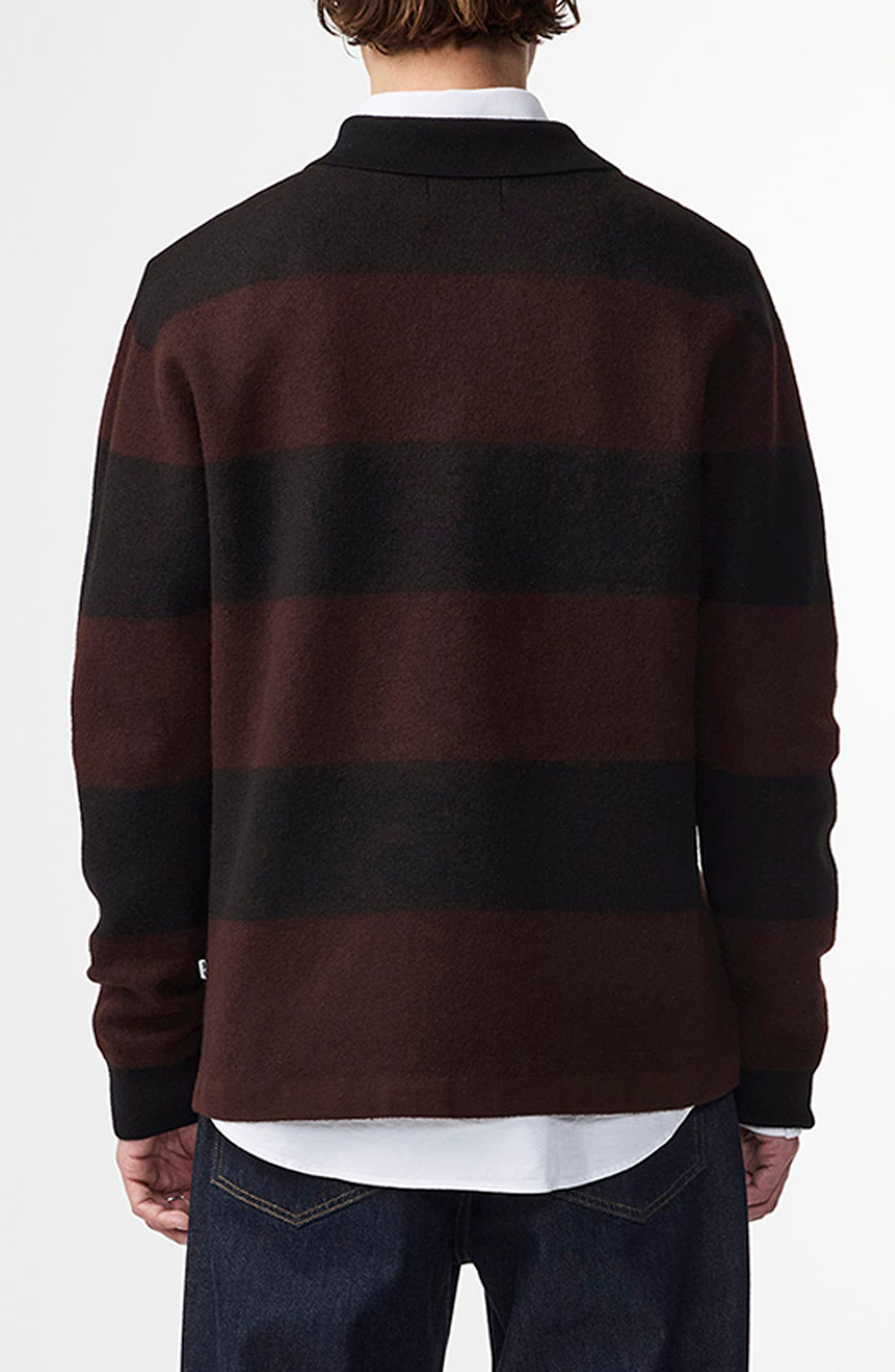 NN07 Long Sleeve Wool Rugby Polo Sweater in Black at Nordstrom - 2