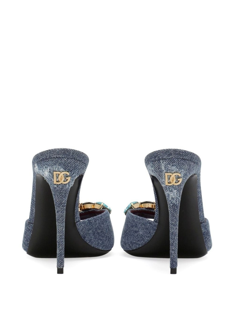 crystal-embellished distressed denim mules 3