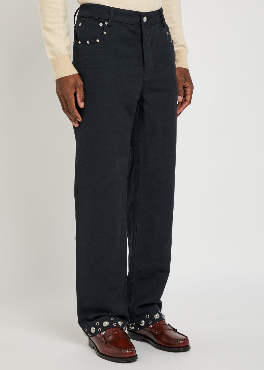Valentino Garavani Stud-embellished Straight-leg Cotton Jeans - 2
