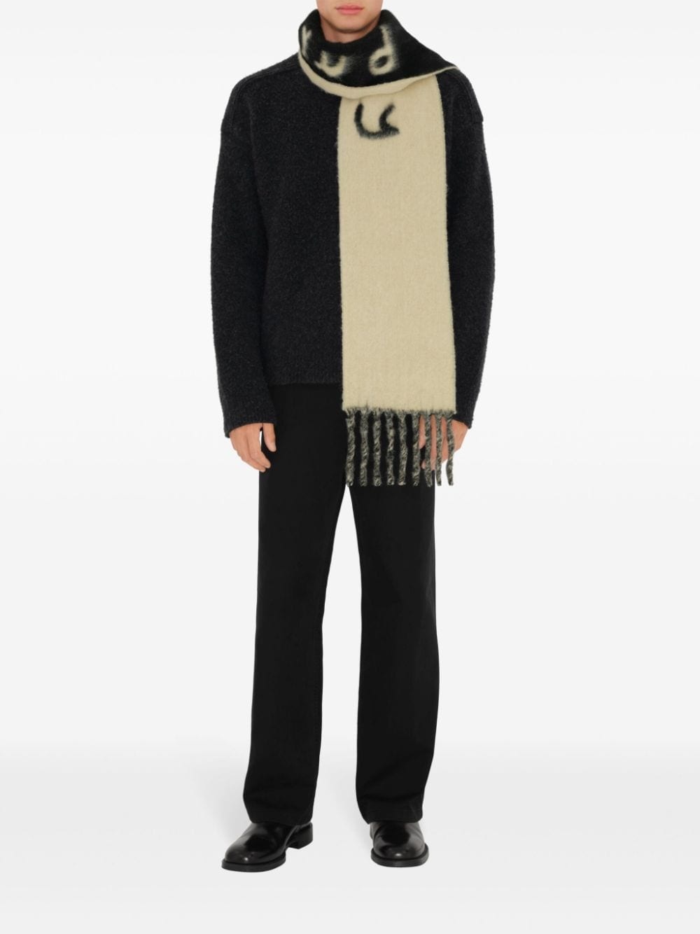 logo-intarsia reversible scarf - 5
