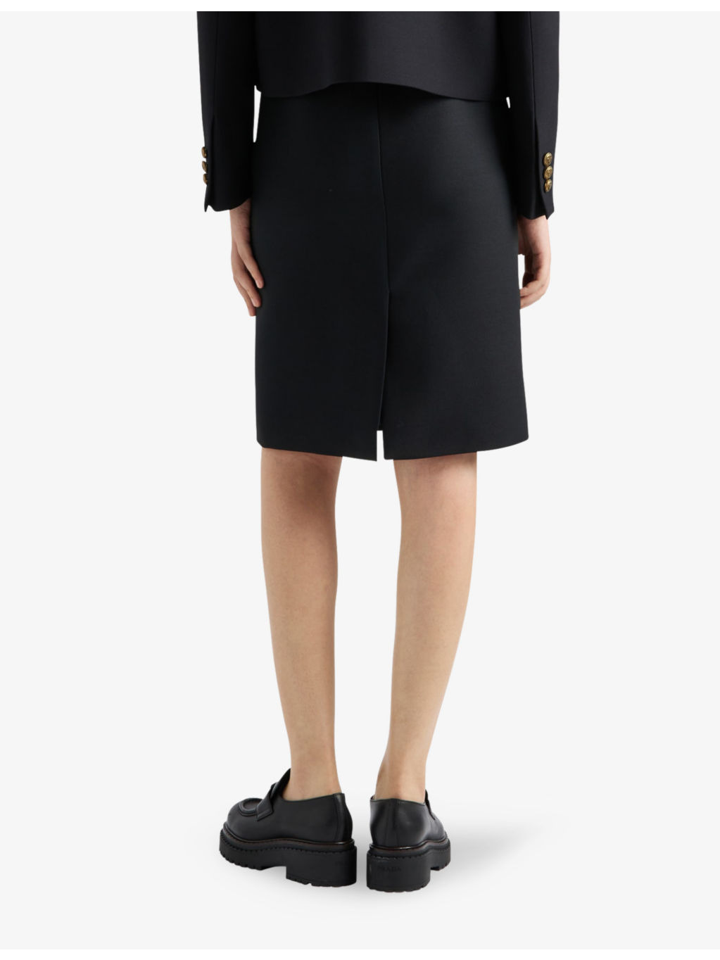 Brand-plaque mid-waist wool mini skirt - 4