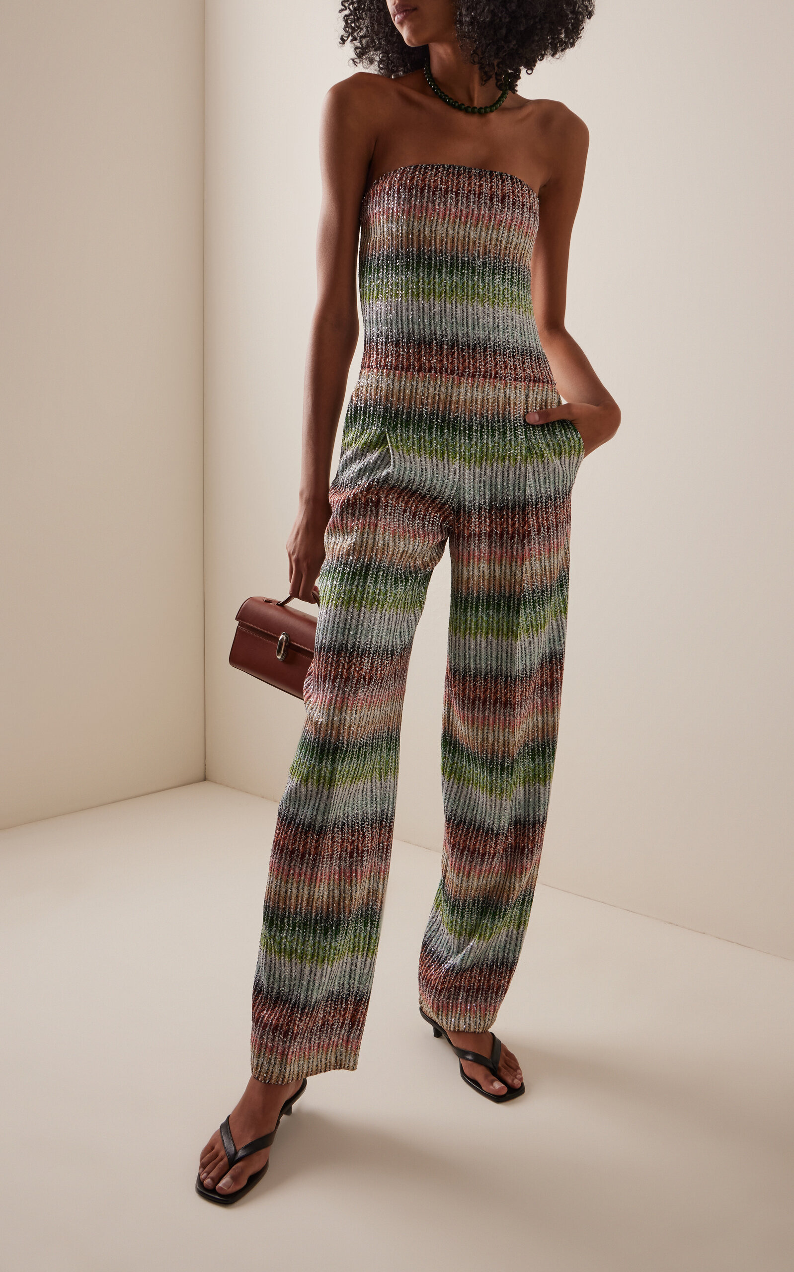 Sequined Knit Strapless Jumpsuit multi - 2