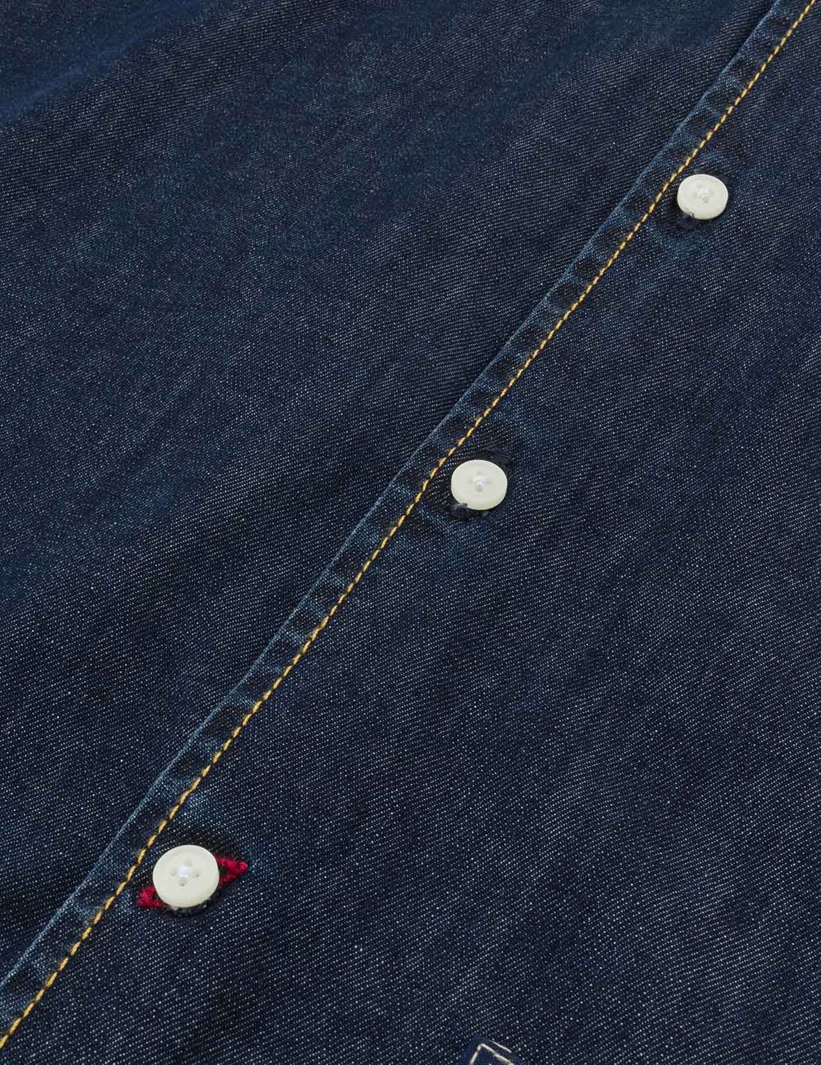 Multi-Pocket with Brocade Patch Relax Fit Denim Shirt - 9