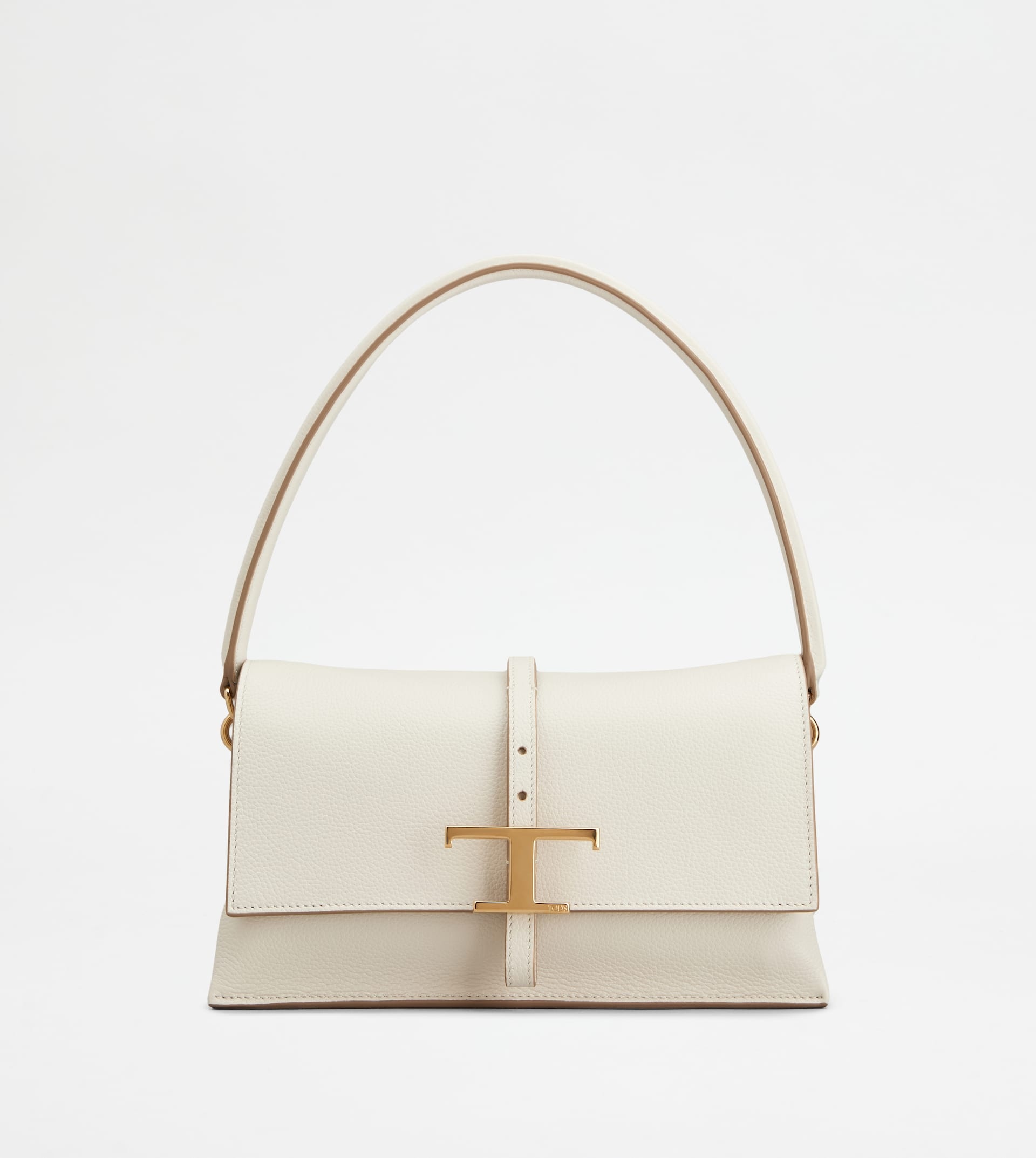 Tod's T TIMELESS FLAP BAG IN LEATHER MINI - BEIGE | REVERSIBLE