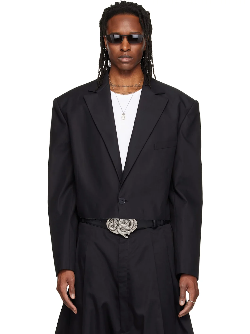 Black Slashed Blazer - 1