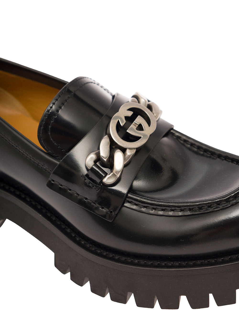 Gucci Women 'Jeanne' Black Loafers With Interlocking G Detail And Lug Sole In Leather Woman - 4