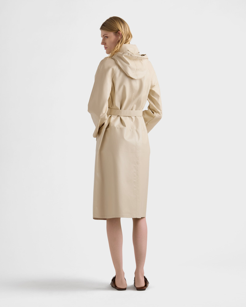 Hooded nappa leather and fabric coat 5