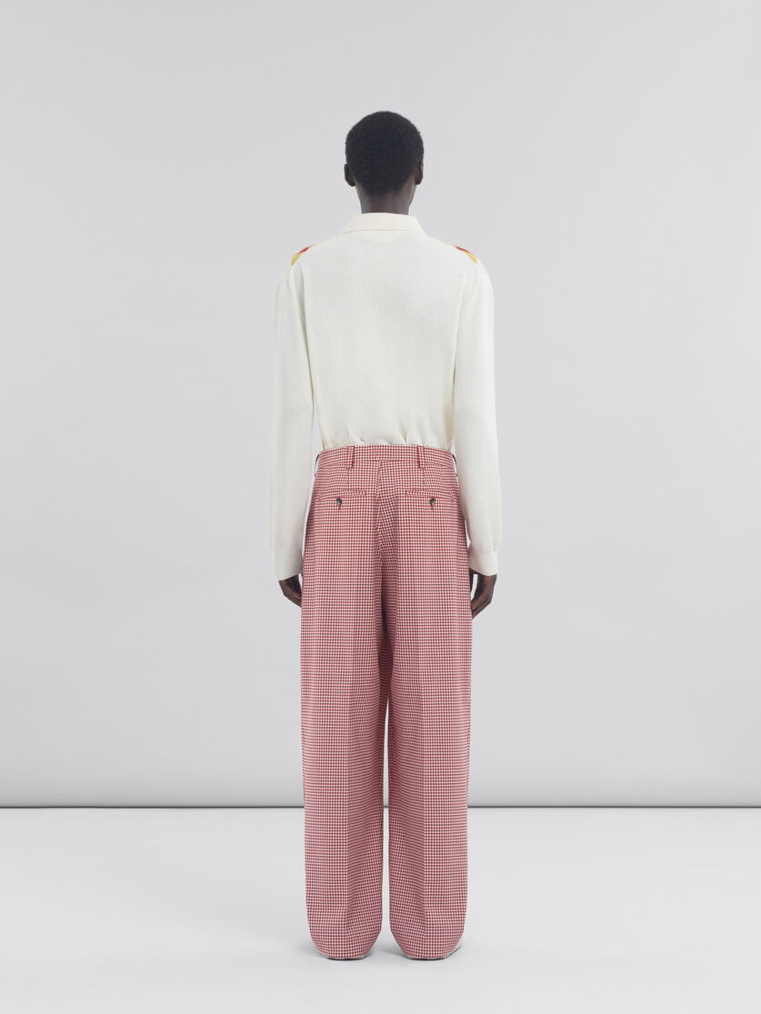 RED AND WHITE GINGHAM WOOL TROUSERS - 3