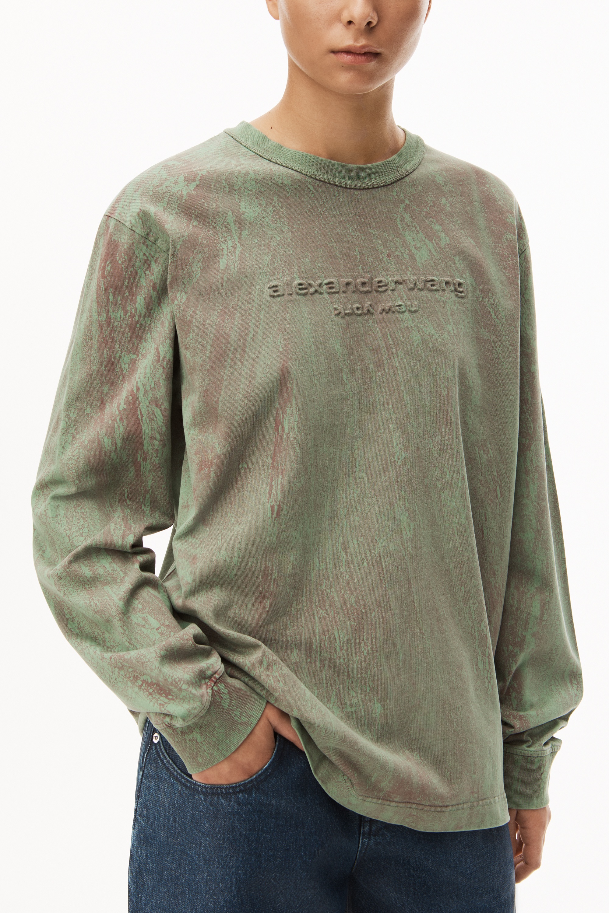 関税込★PARTIMENTO VTG Washed Layered Round Neck Long Sleeve Kiplyki Women's Long Sleeve Fall Dress Spring Round-Neck