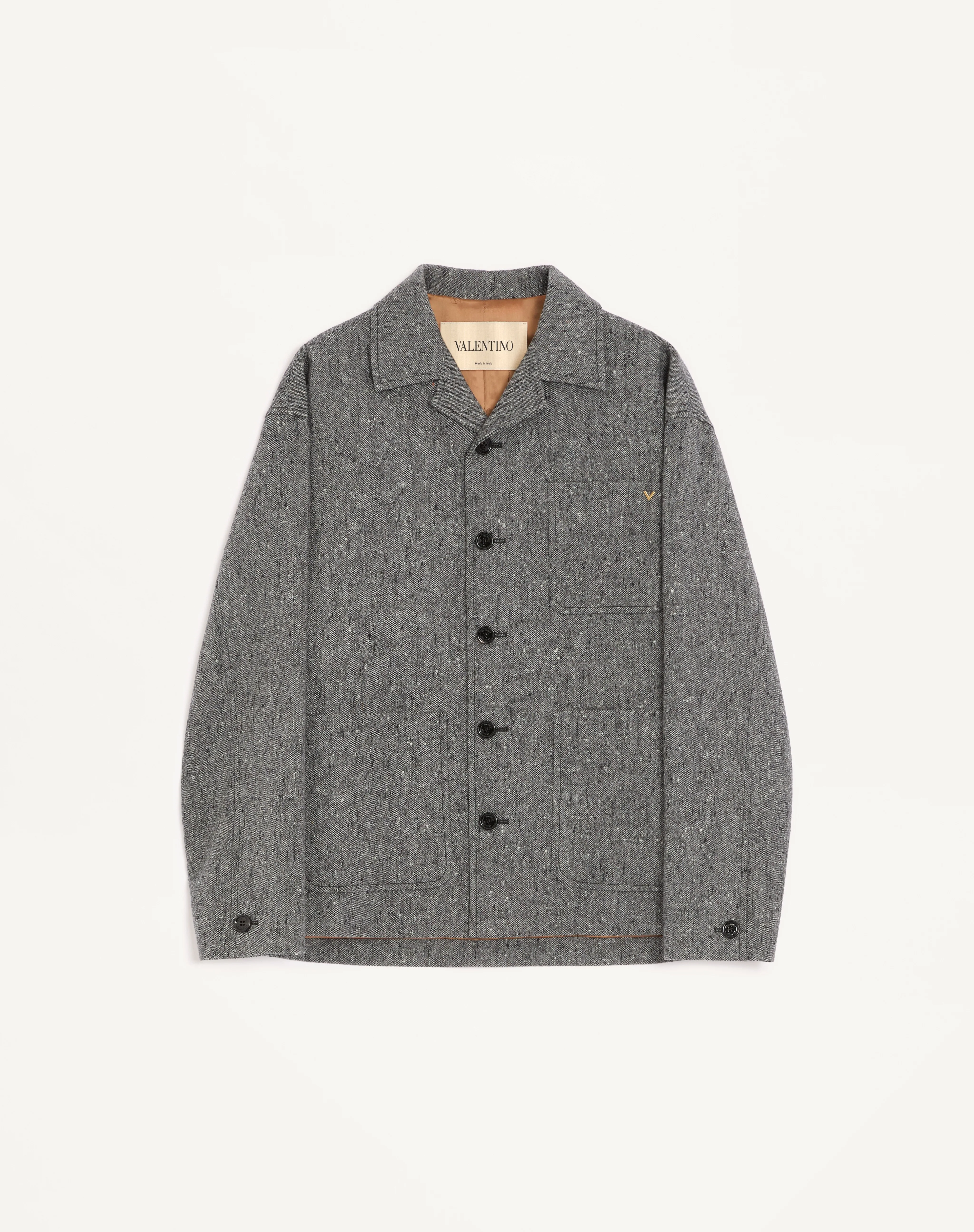 VALENTINO SHIRT JACKET IN BOUTONNÉ WOOL WITH VGOLD - 1