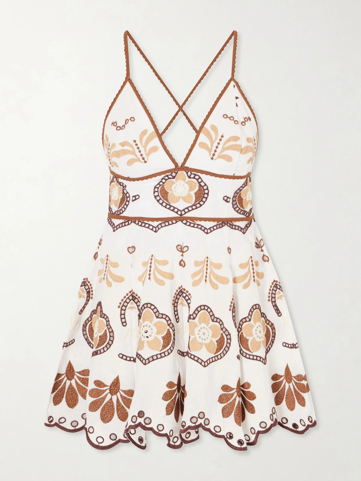 Jela Broderie Anglaise Cotton-blend Mini Dress - 1
