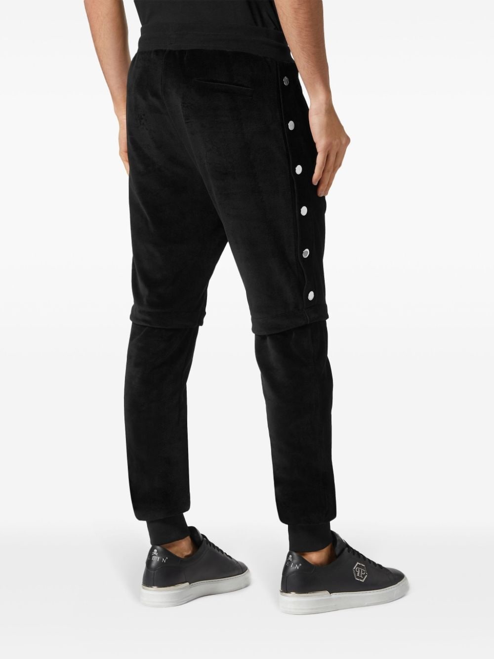 button-detail drawstring track pants - 3