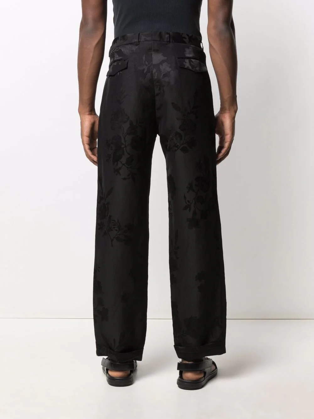 jacquard belted trousers - 4