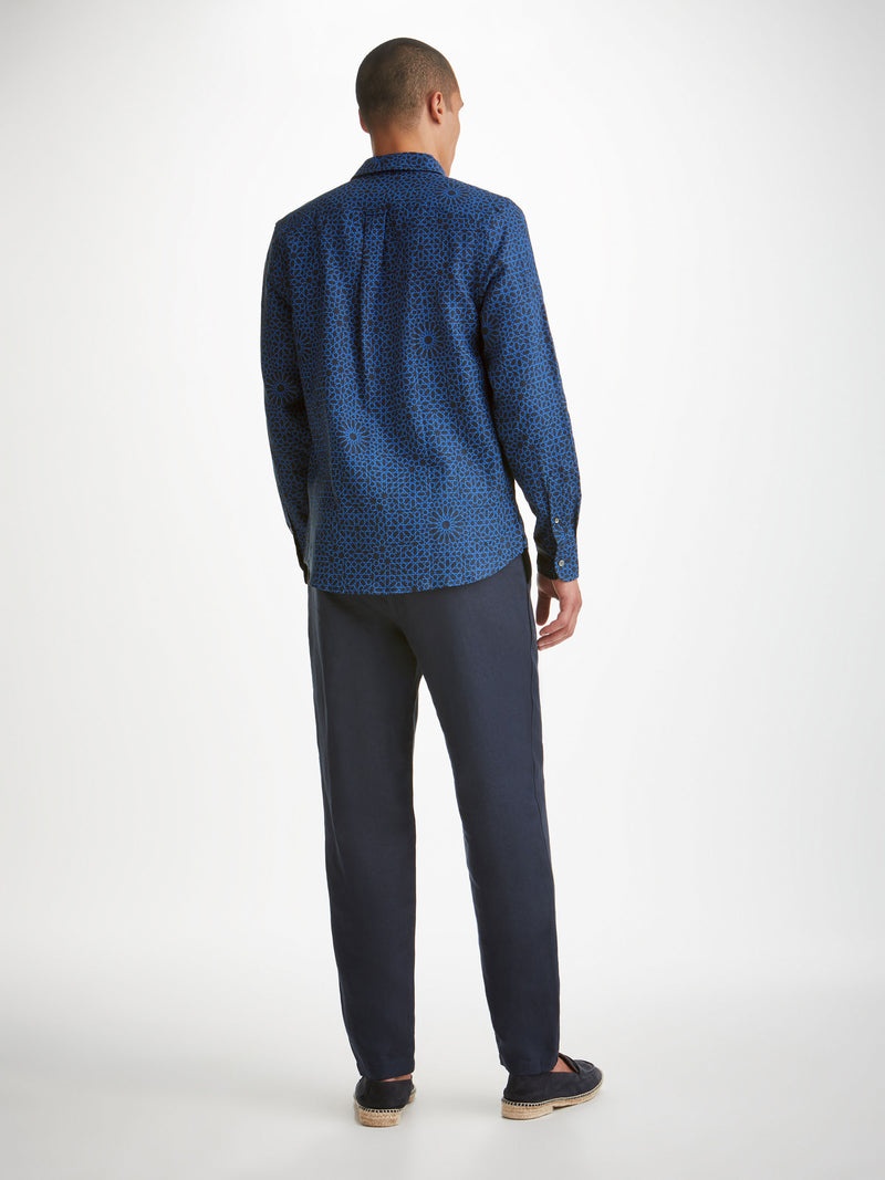 Men's Shirt Milan 23 Linen Navy - 4