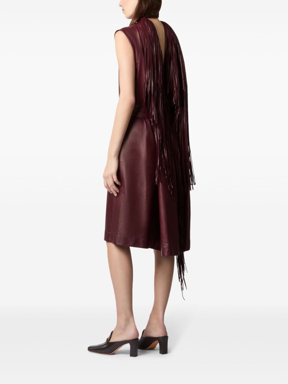 leather midi dress - 3
