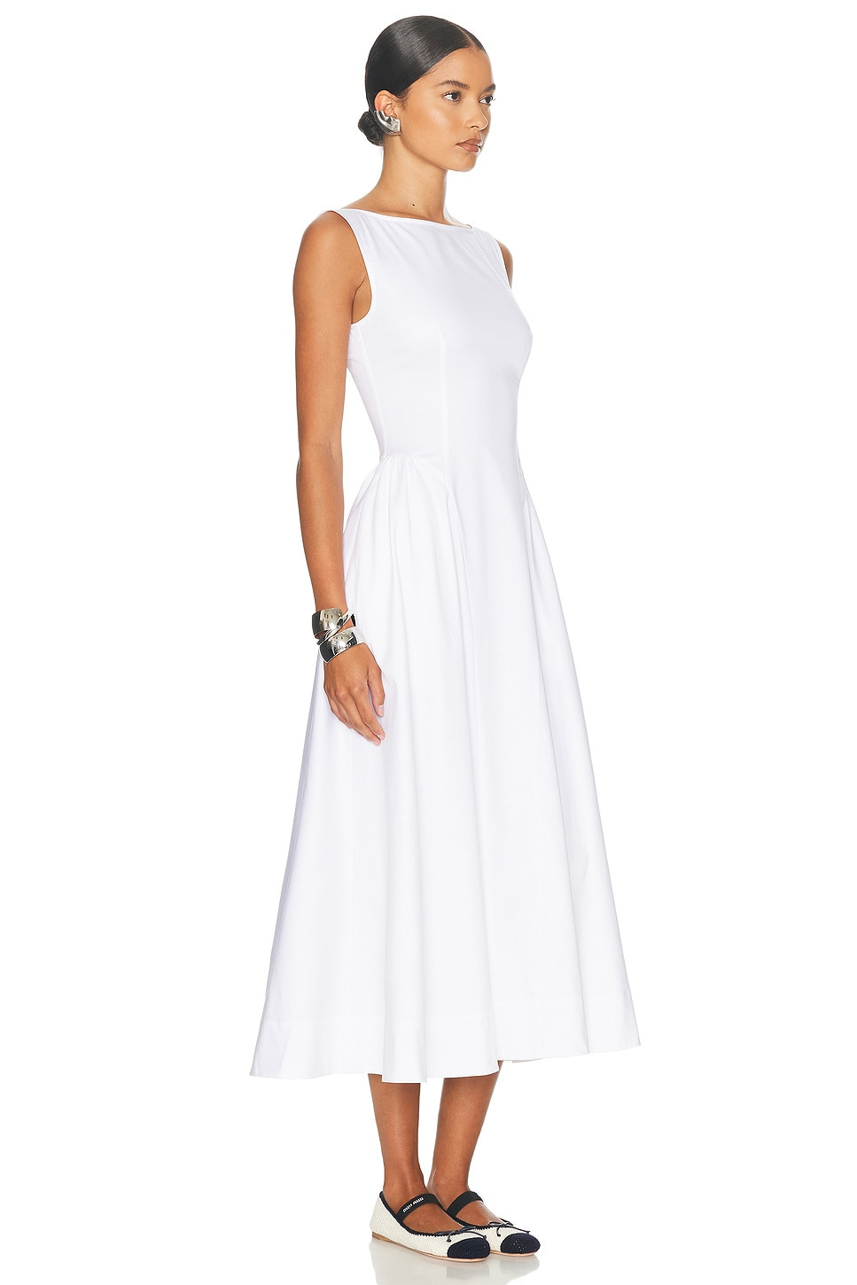 Stretch Cotton Sateen Midi Dress - 2
