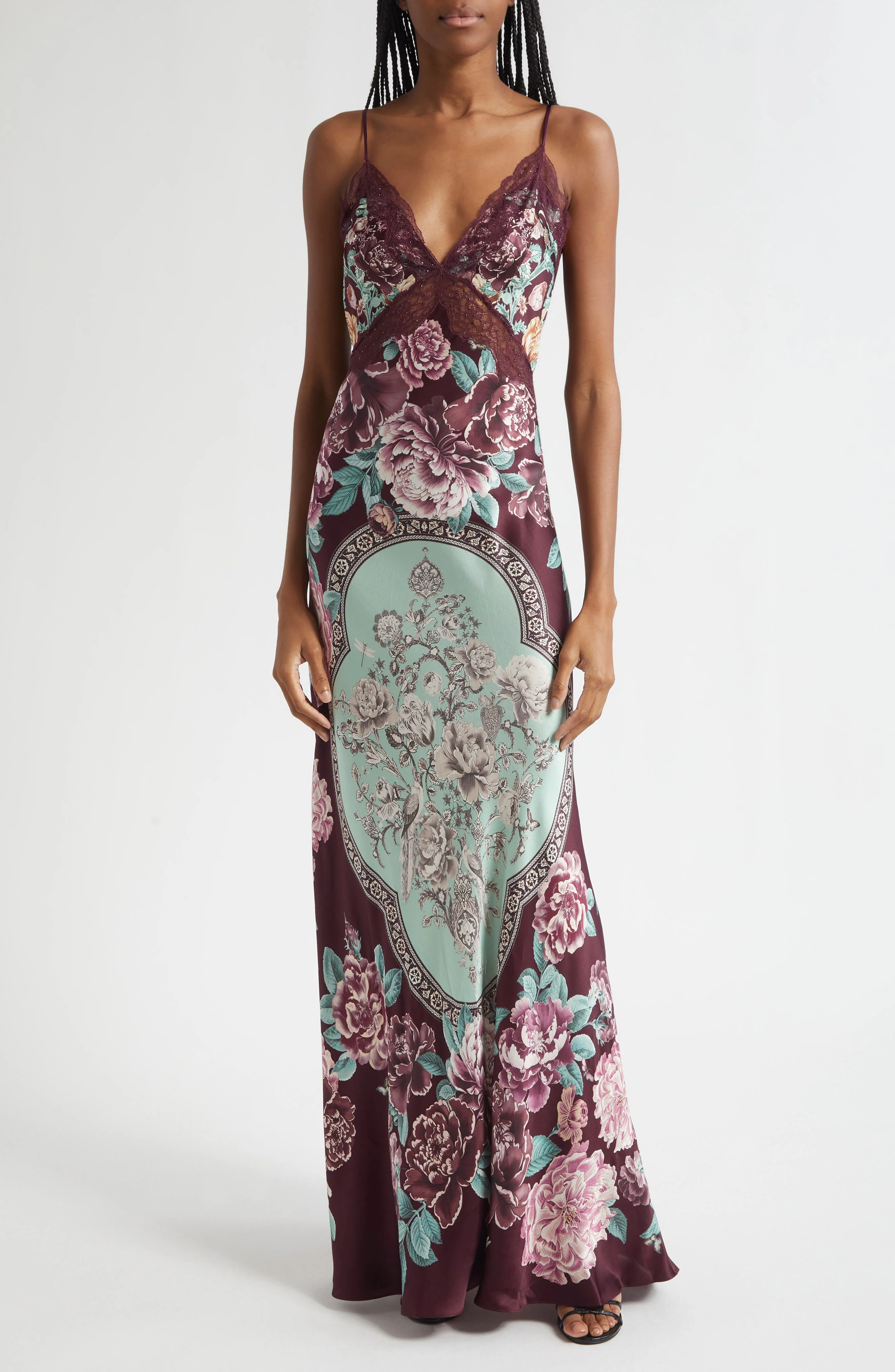 Camilla If These Tiles Could Talk Lace Trim Silk Slipdress at Nordstrom - 1