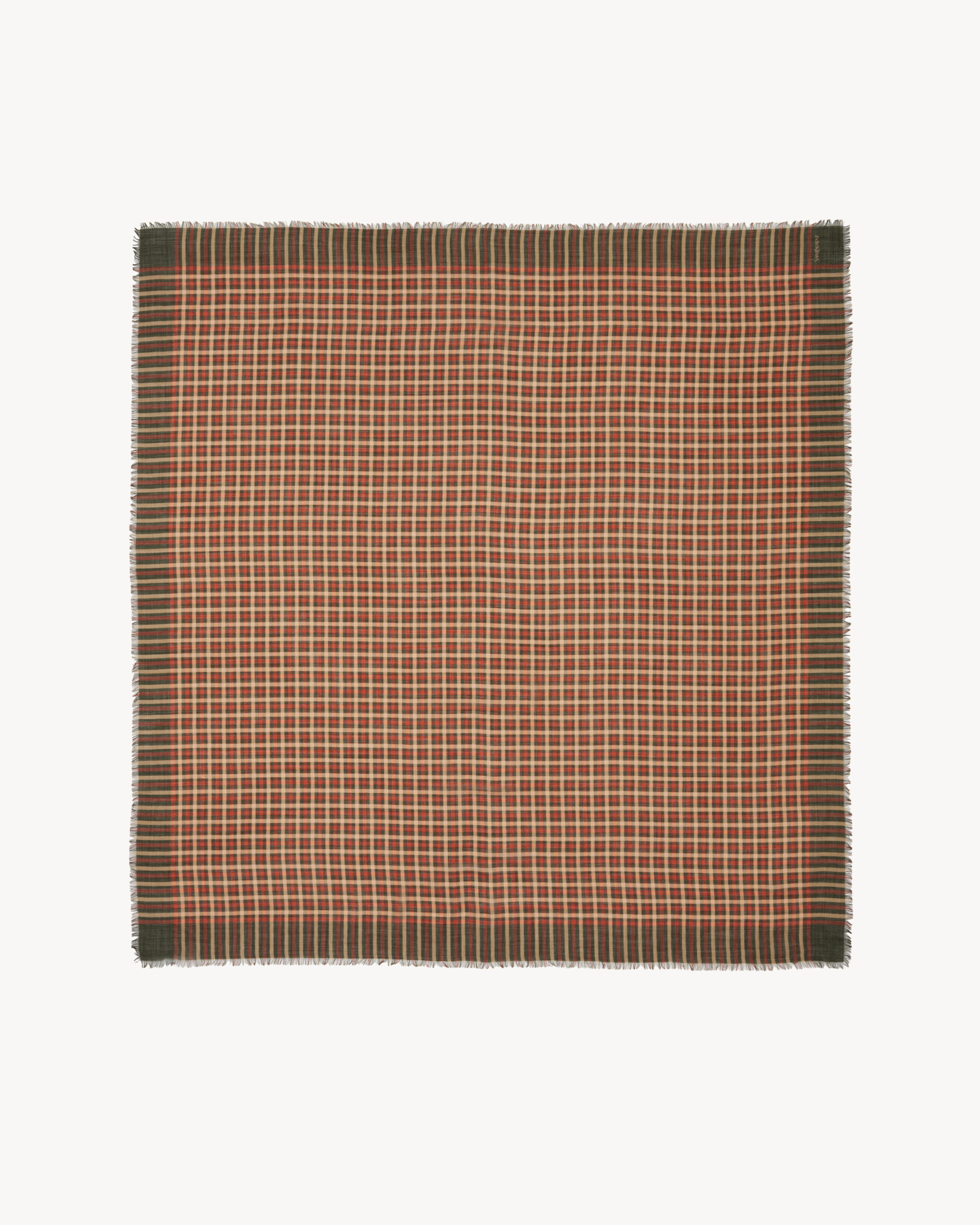 LARGE SQUARE SCARF IN MADRAS WOOL TWILL - 2
