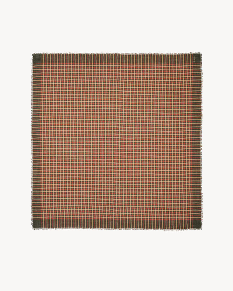 SAINT LAURENT LARGE SQUARE SCARF IN MADRAS WOOL TWILL outlook