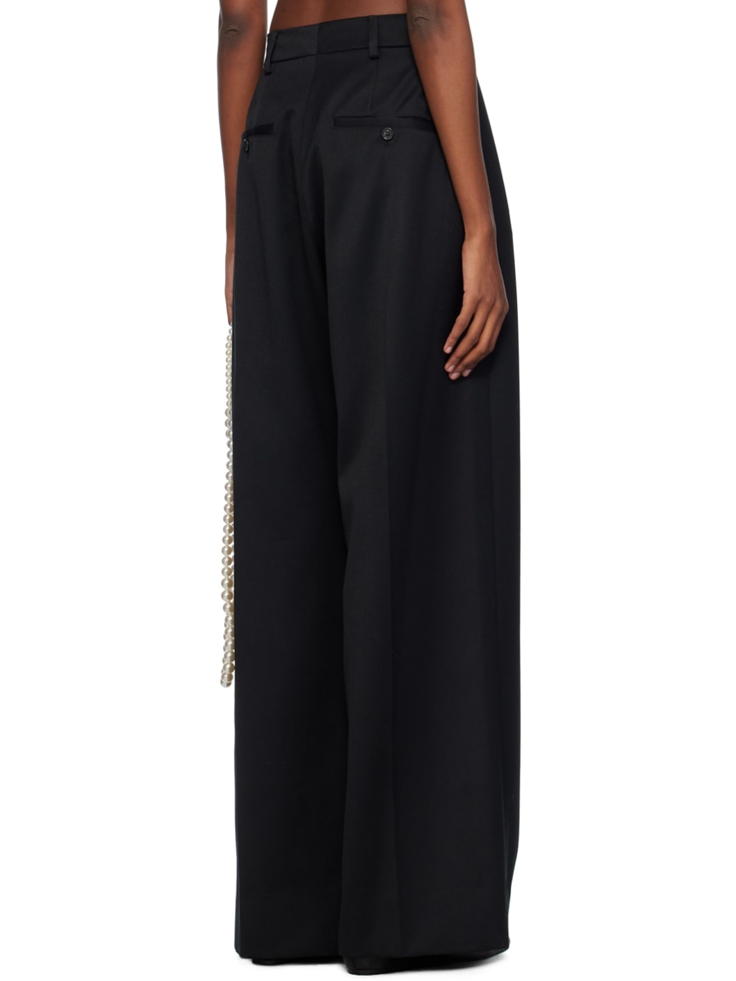 Black Pressed Rose Trousers - 3