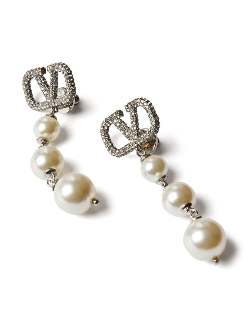 VLogo faux-pearl drop earrings - 1