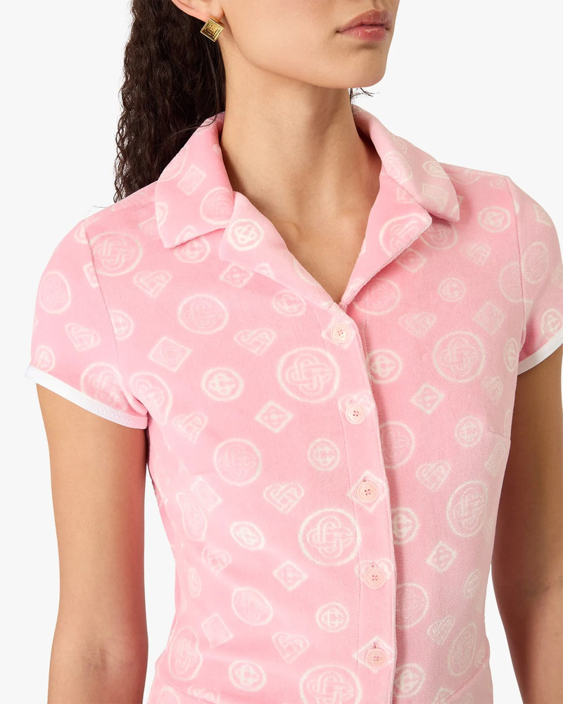 Pink Velour Monogram Playsuit | Casablanca Paris 5