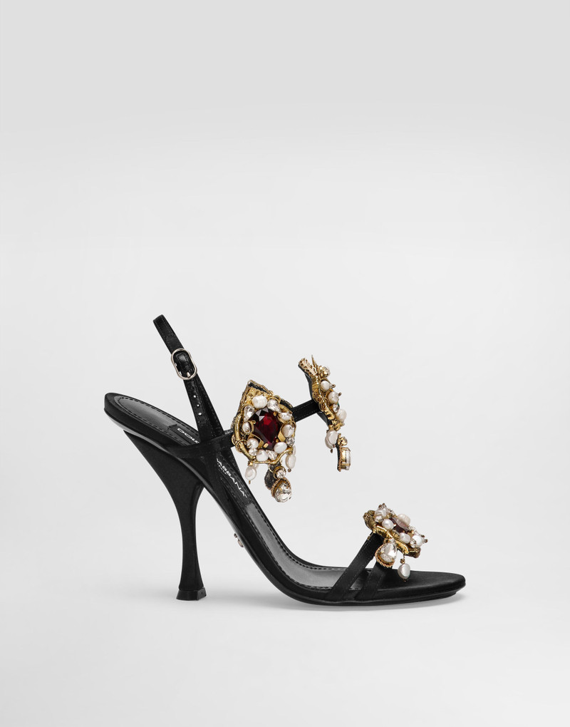 Satin sandals with embroidery 1