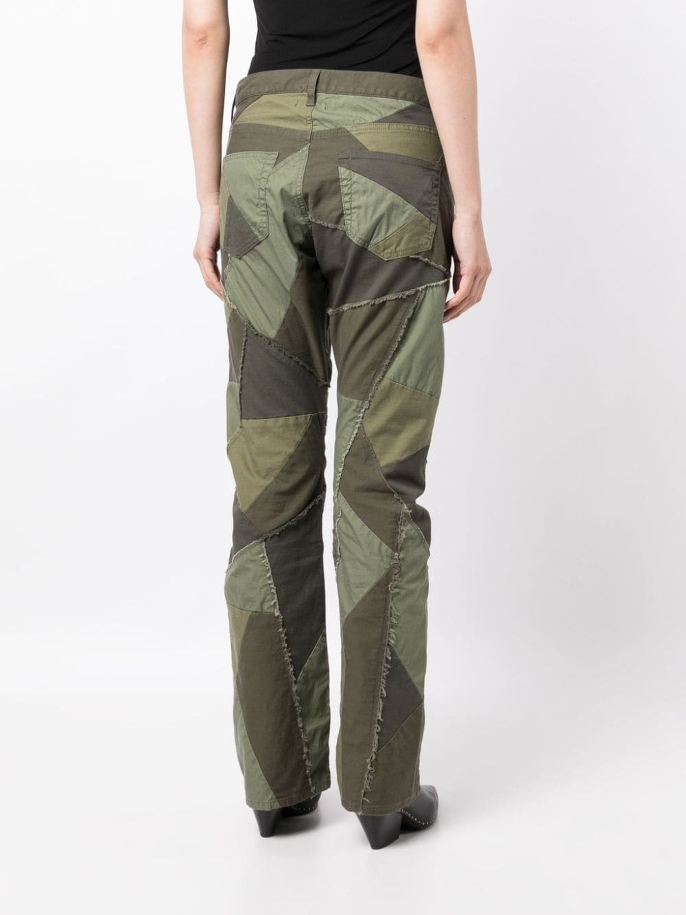 patchwork-design bootcut jeans - 4