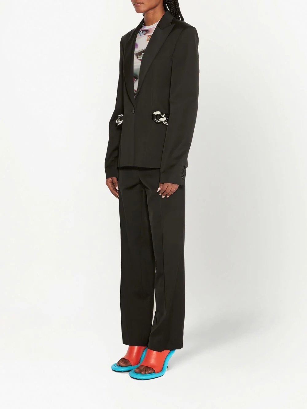 chain-detailed single-breasted blazer - 3