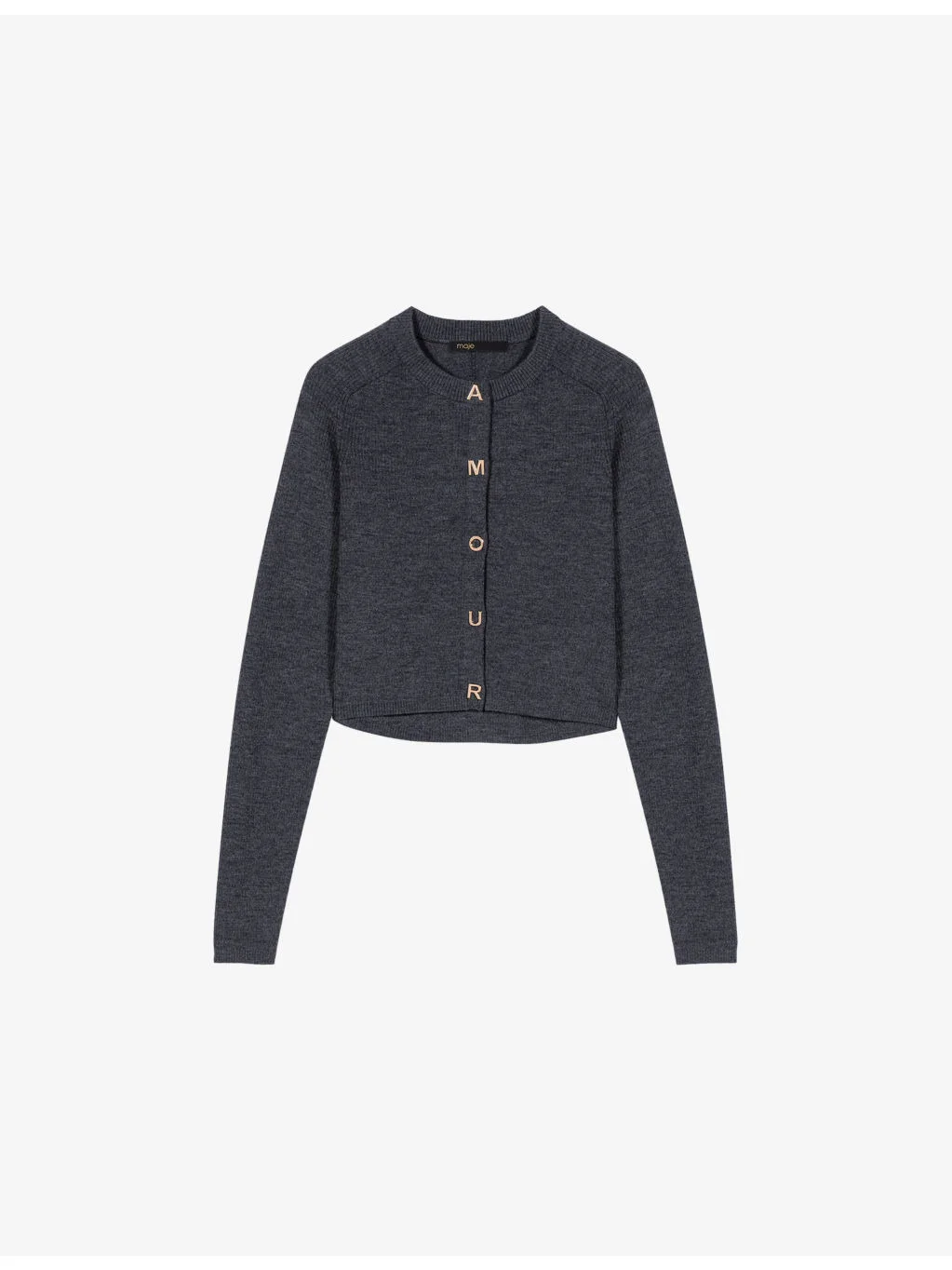 Ribbed Round-Neck Wool Cardigan - 1