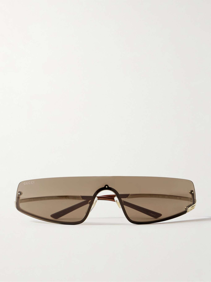 Rimless rectangle-frame gold-tone sunglasses 1