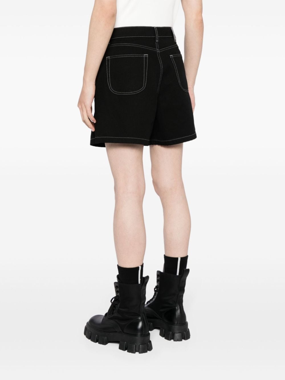 logo-appliquÃ© denim shorts - 4