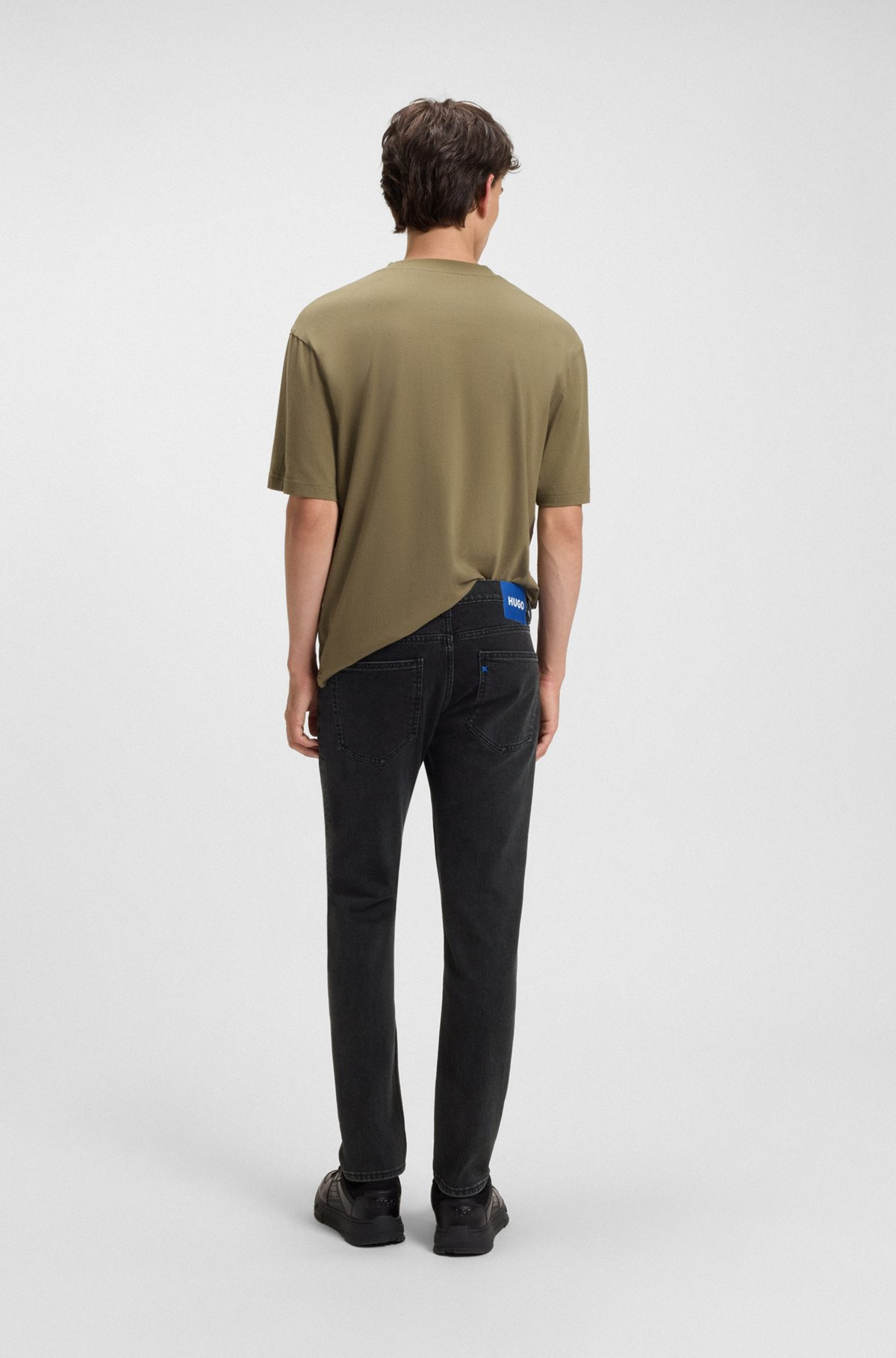SKINNY-FIT JEANS IN WASHED BLACK DENIM - 4