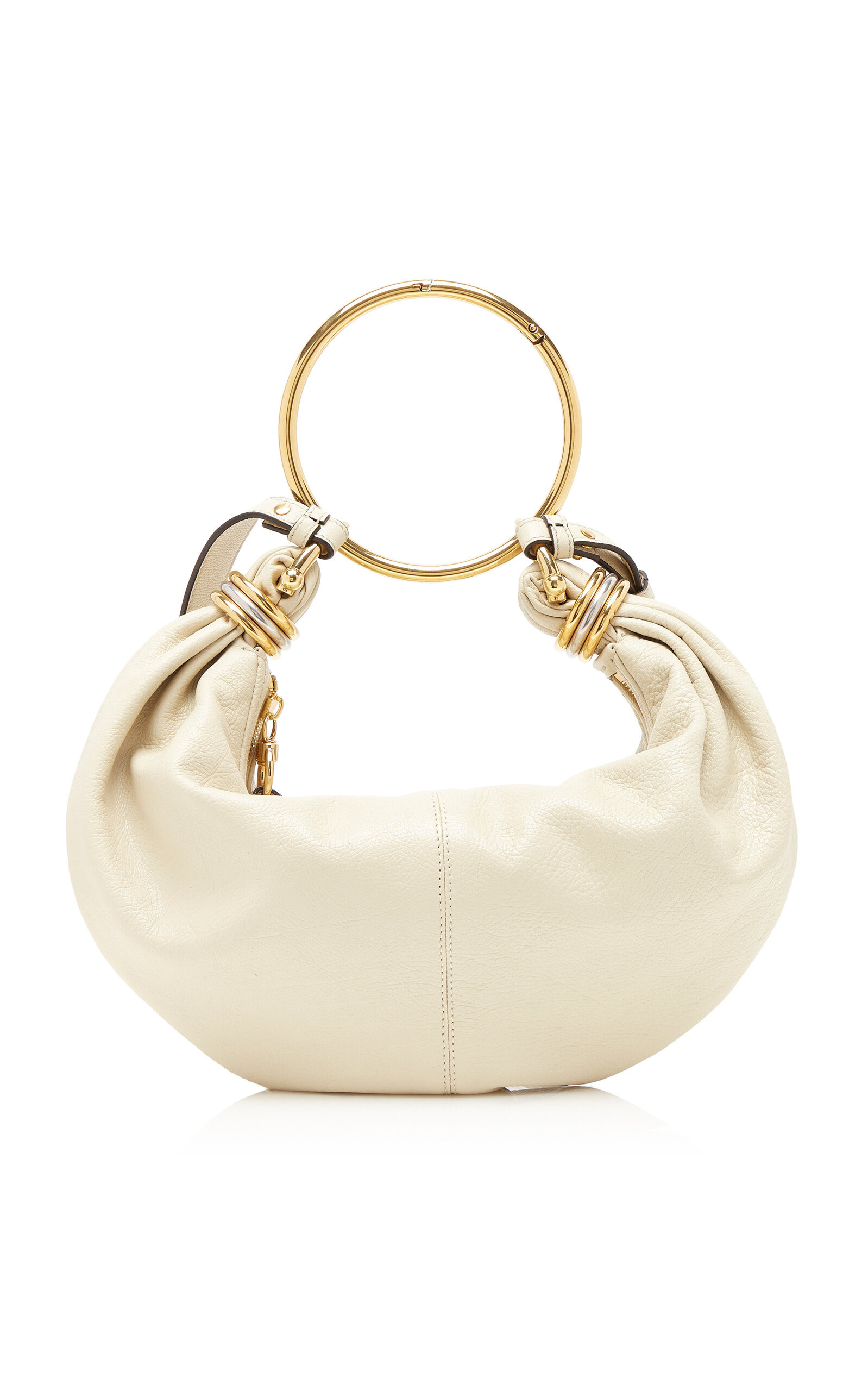 Bracelet Handle Leather Shoulder Bag white - 4
