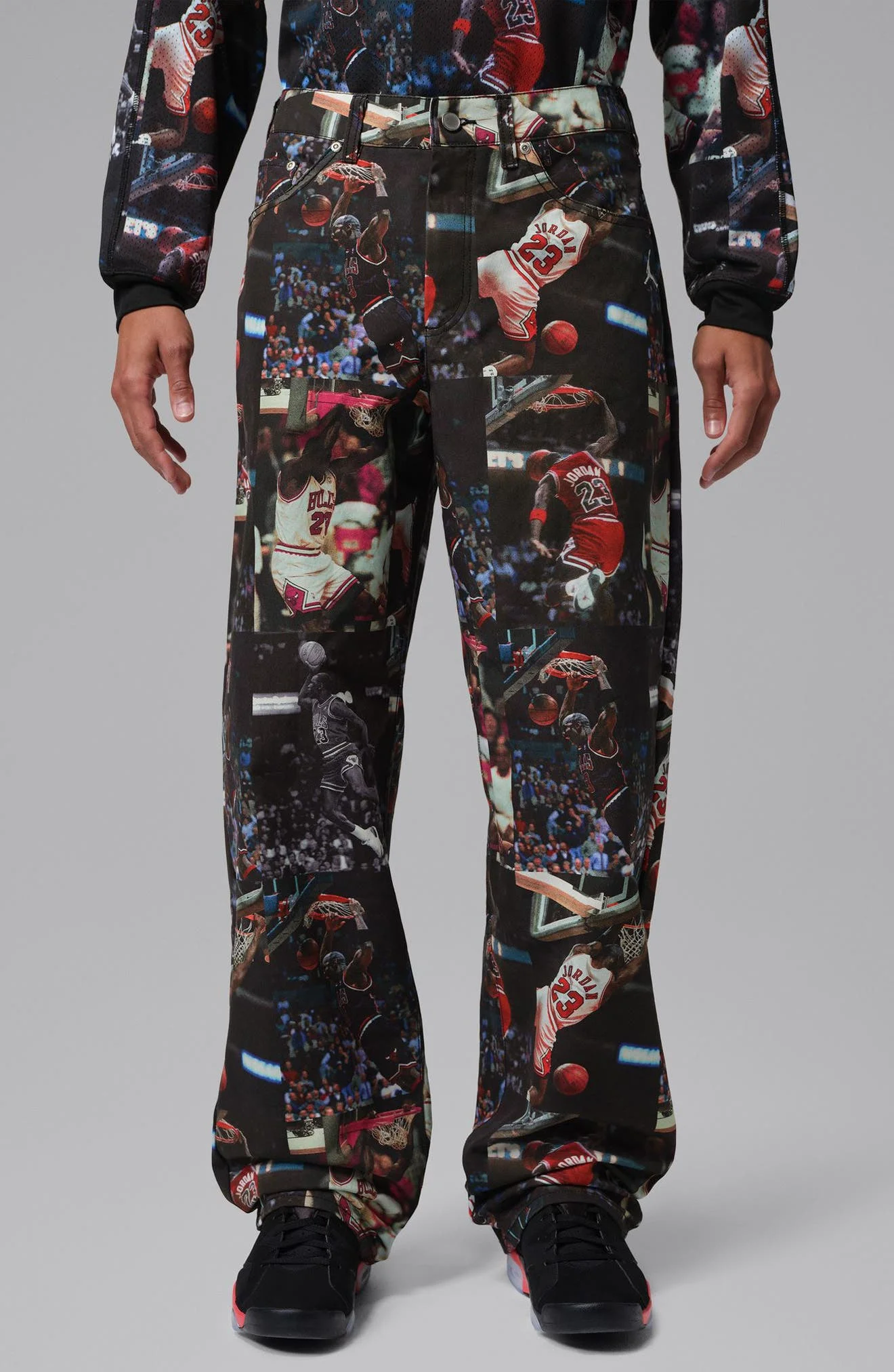 Jordan Flight Allover Print Pants in Black/Sail at Nordstrom - 1