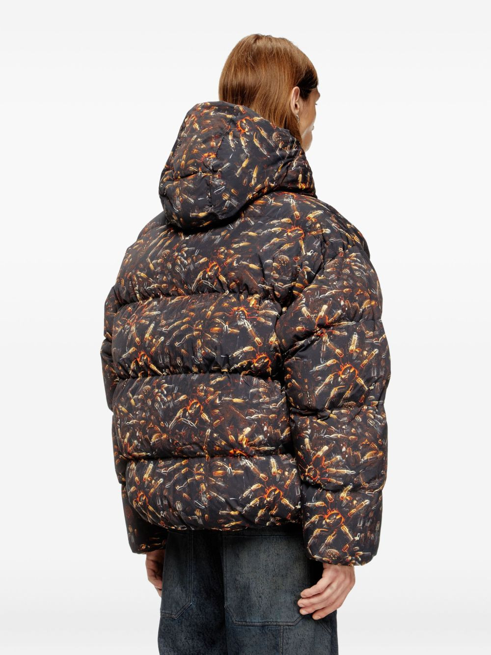 tarantulas-print hooded padded jacket - 4