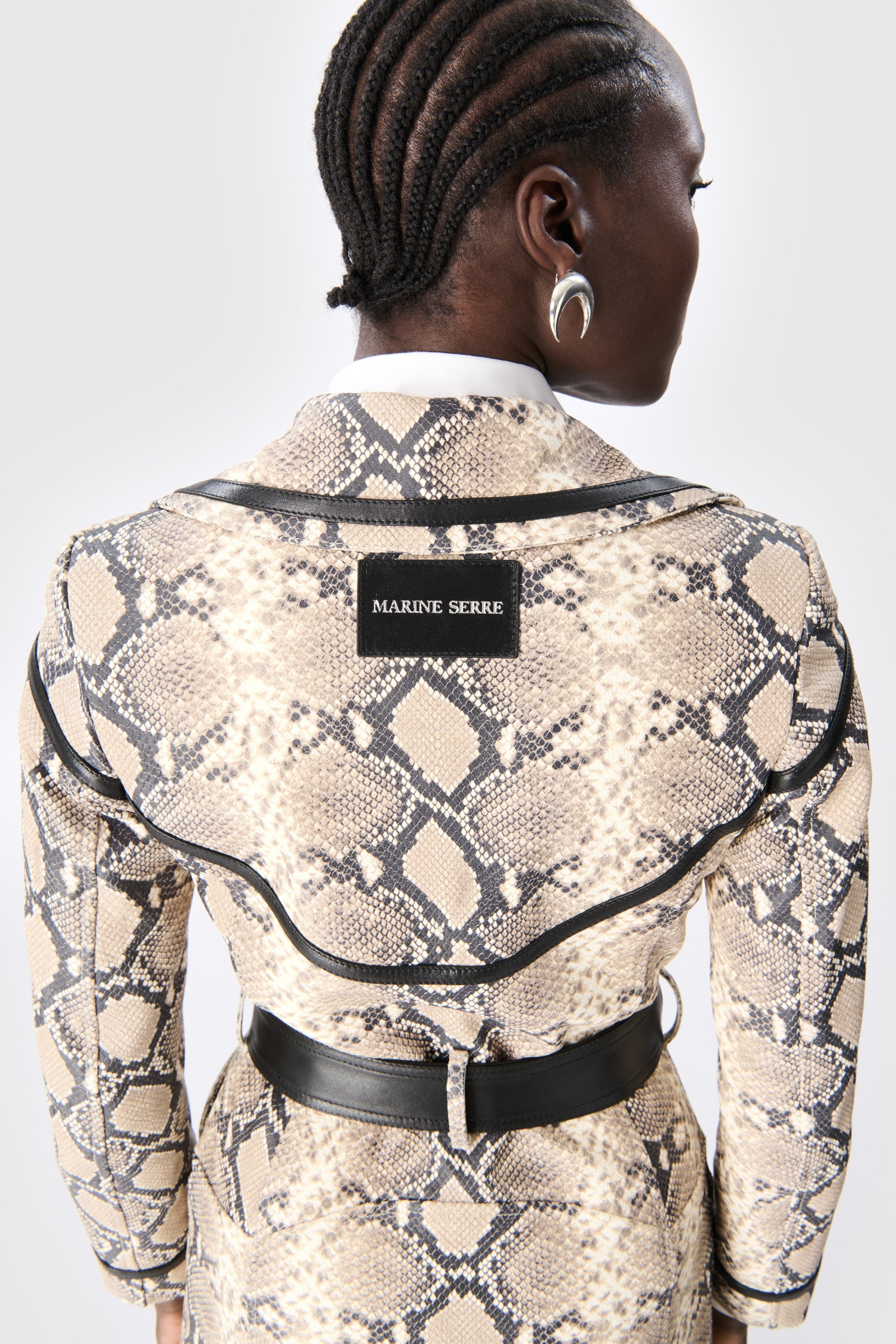 Python Printed Leather Trench Coat - 4