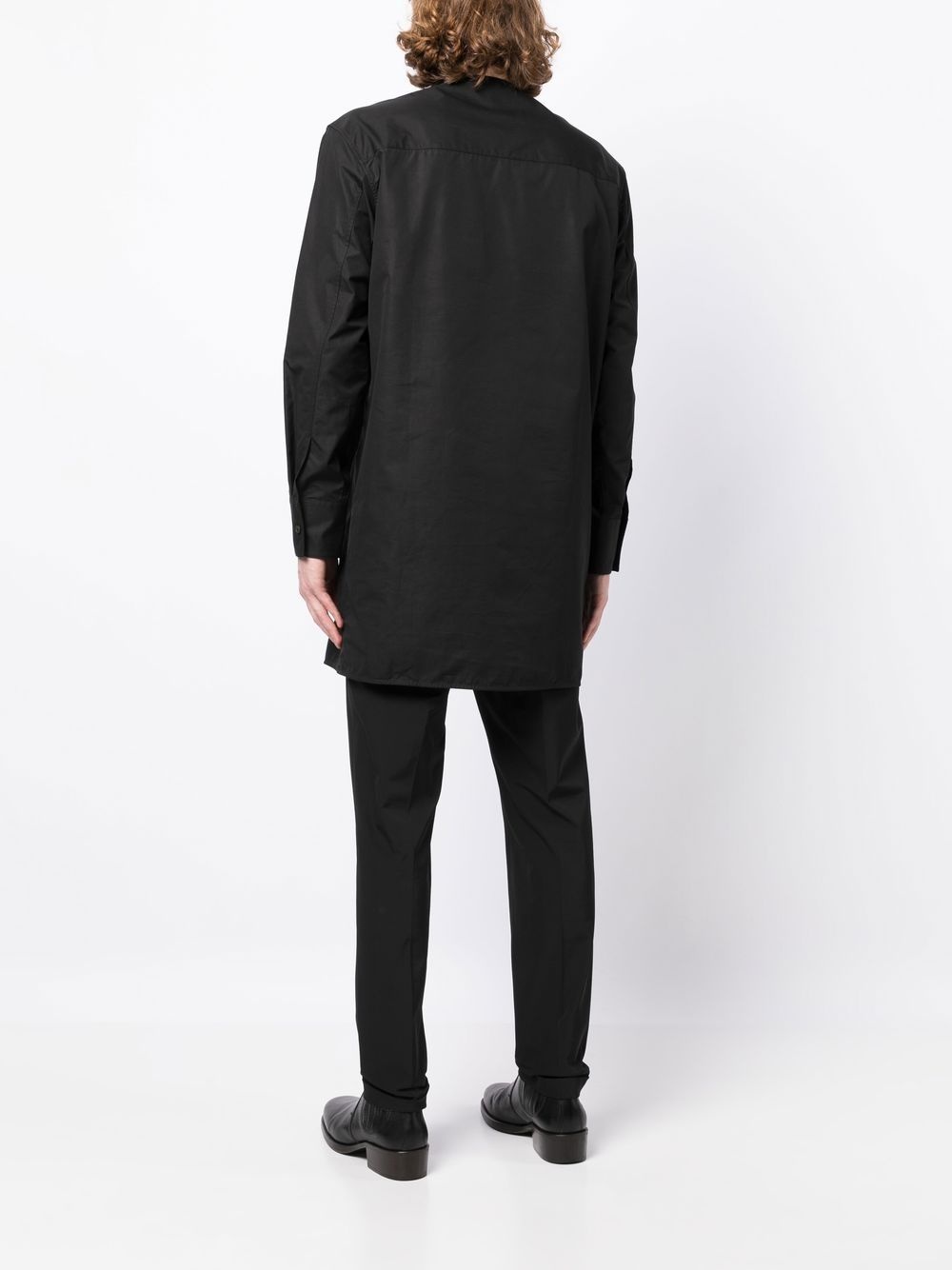 long-sleeve collarless shirt - 4