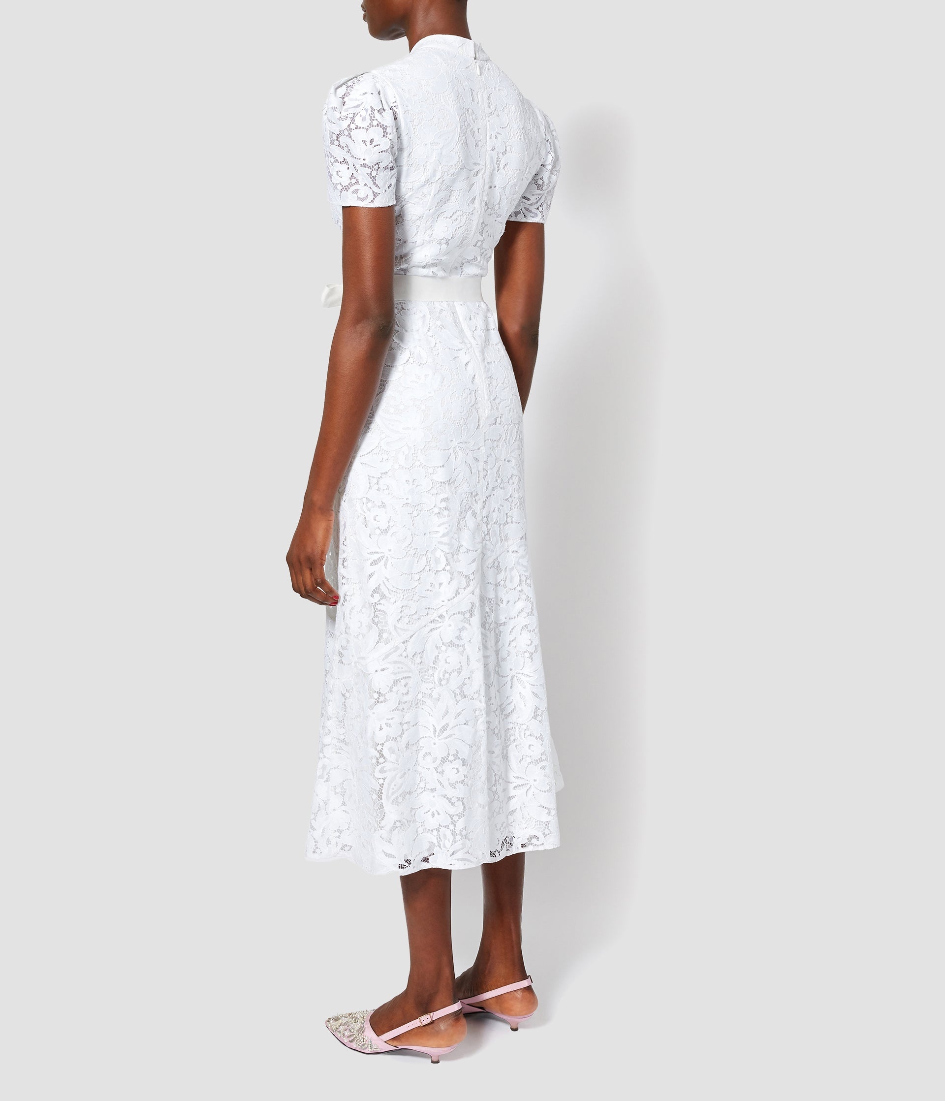 LAUREN WHITE LACE PUFF SLEEVE DRESS - 4