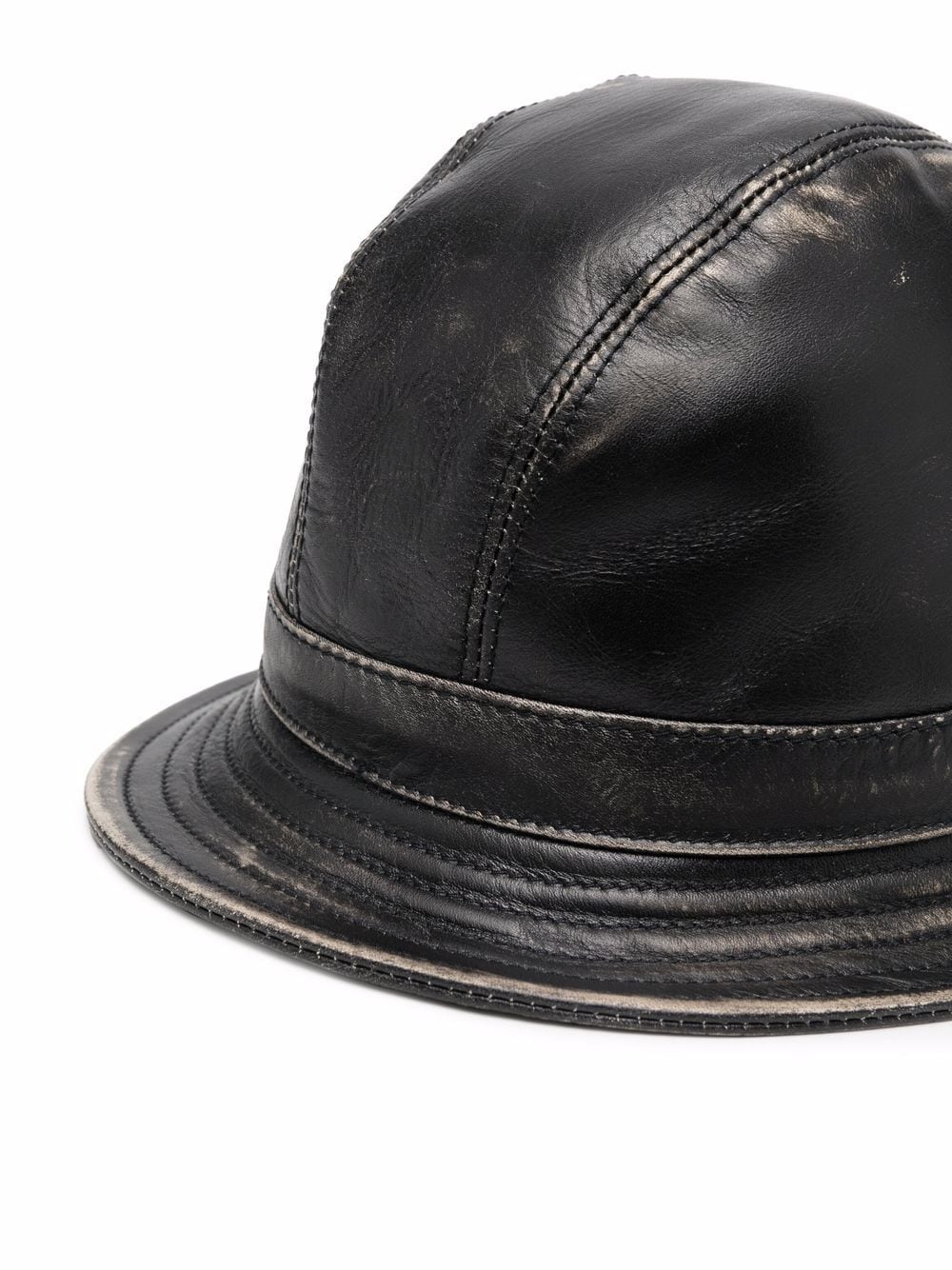 distressed-effect leather hat - 2