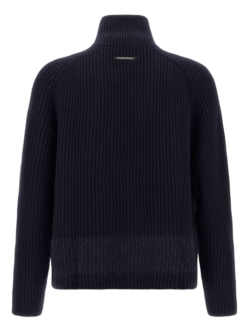 ribbed high-neck zip-front cardigan - 2