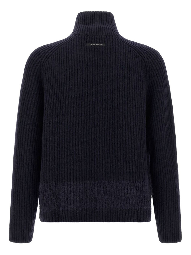 DSQUARED2 ribbed high-neck zip-front cardigan outlook