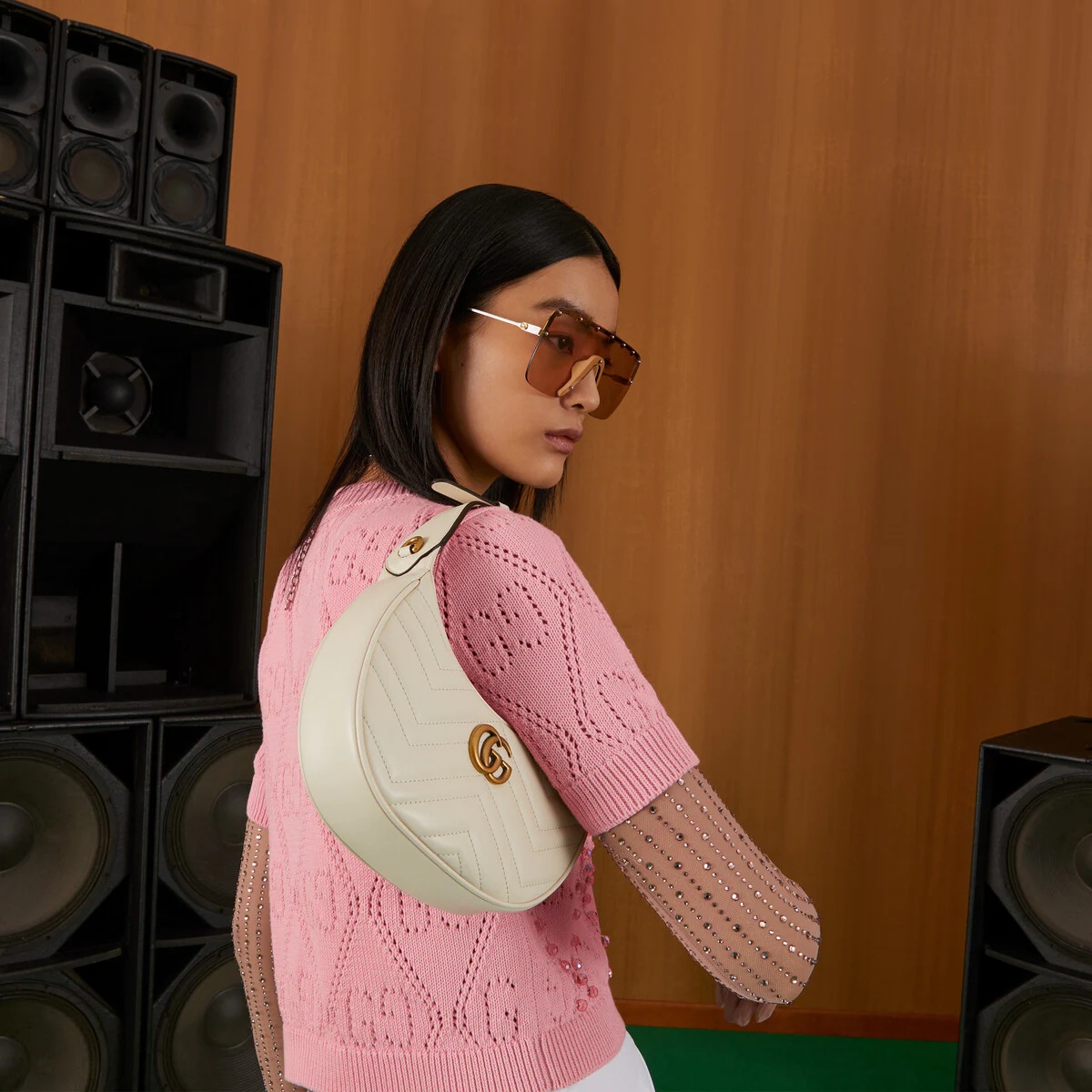 GUCCI GG Marmont half-moon-shaped mini bag | REVERSIBLE